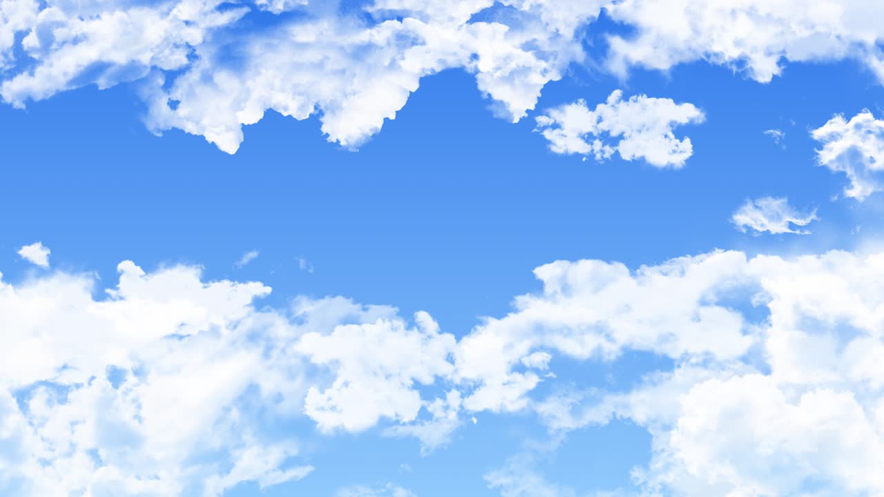 Beautiful moving blue sky with white clouds loop animation background green screen alpha sky clouds