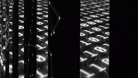 animación del procesamiento de datos y formas sobre fondo negro