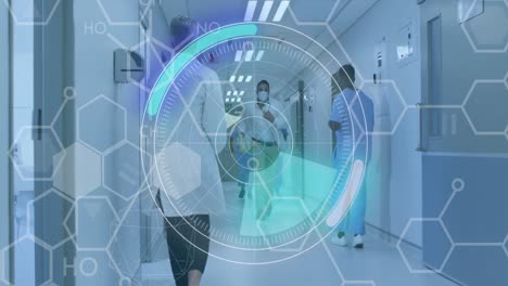 animation of scope and data processing over diverse medical staff in face masks