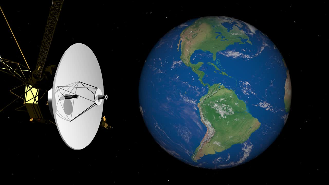el satélite voyager y la tierra.