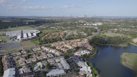 aerial view of townhouse complex in the thriving suburb of robina in queensland, australia