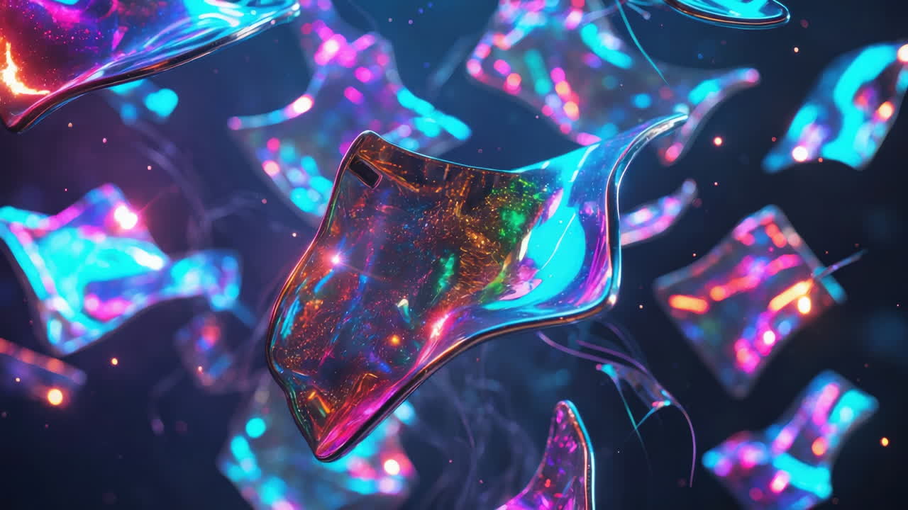 Abstract Iridescent Floating Shapes