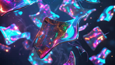 abstract iridescent floating shapes