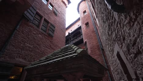 Inner-walls-of-the-Haut-Koenigsbourg-castle-in-the-Vosges-mountains,-main-tourist-attraction-in-Alsace,-France