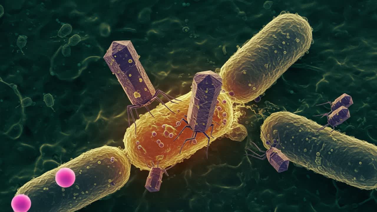 Incredible Close-Up Visualization of Bacterial Interaction with Bacteriophages as They Attach to Bacteria, Revealing the Microbial World at a Cellular Level