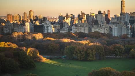 view from high above upper west side in manhattan of central park and a beautiful day