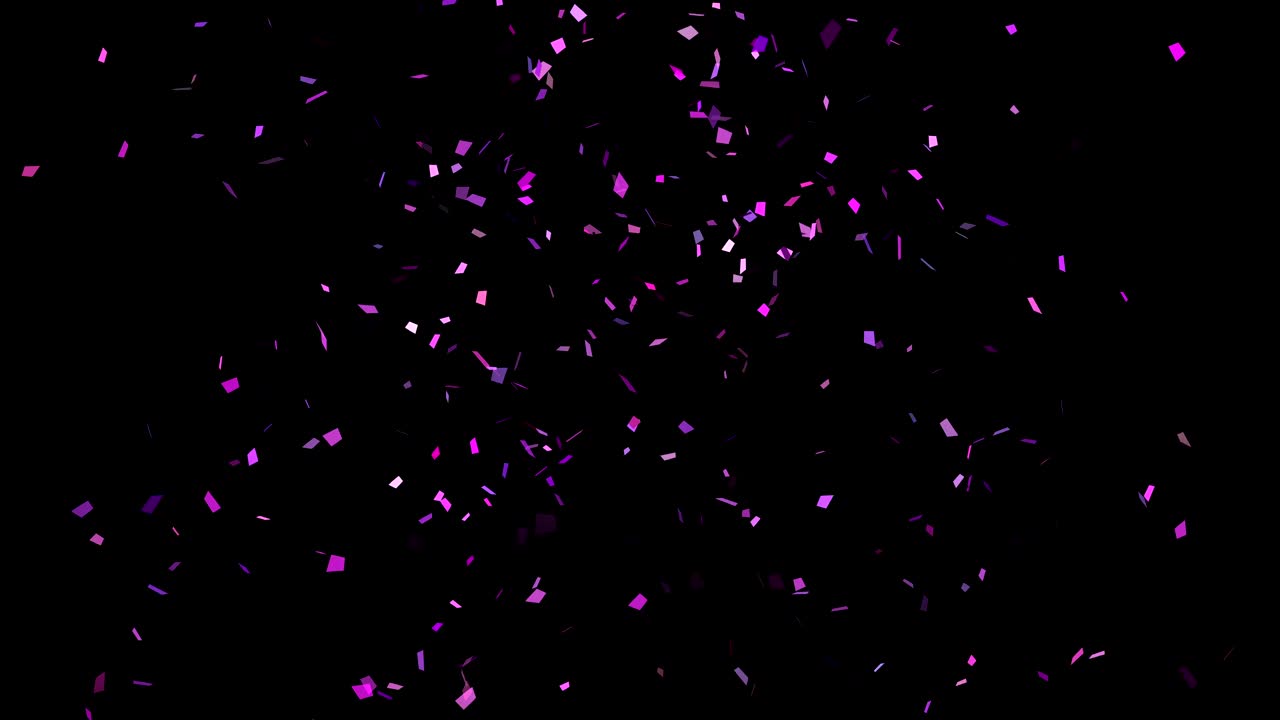 공중으로 아지는 콘페티 대포와 천천히 내려오는 보라색