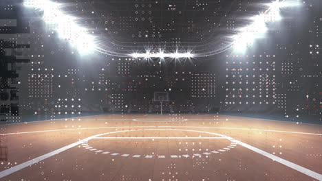 animation of white spots moving over sports stadium