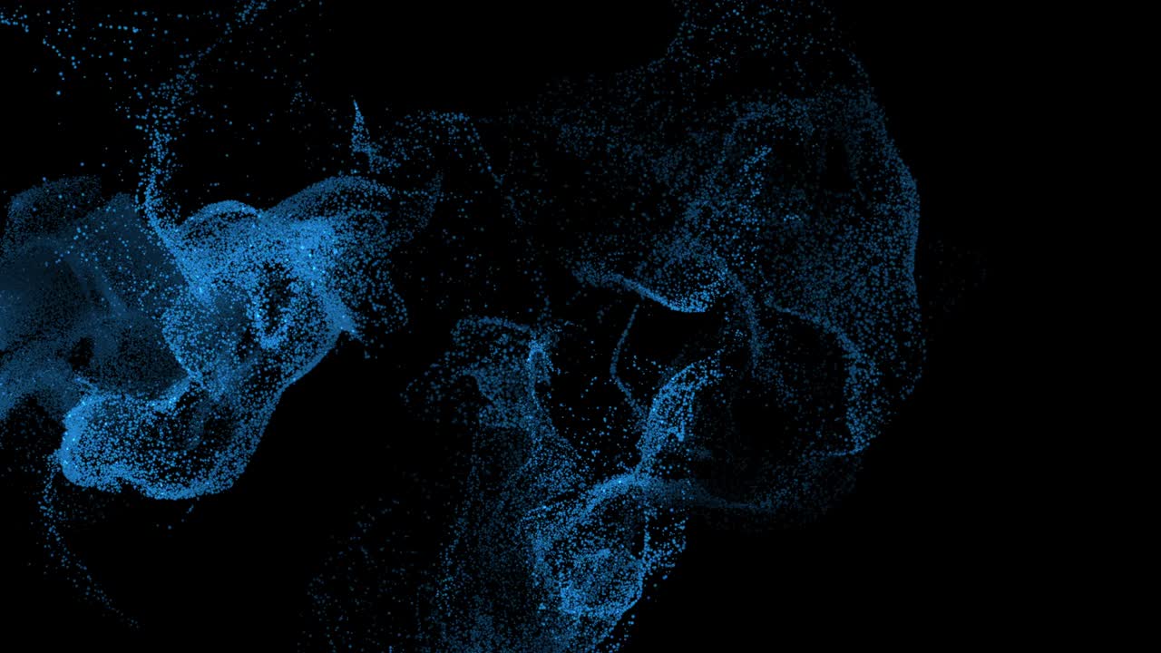 Abstract  blue smoke evolution particles dust energy  figure background animation 3d