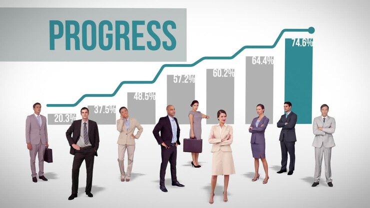 Business team standing against profitable graph