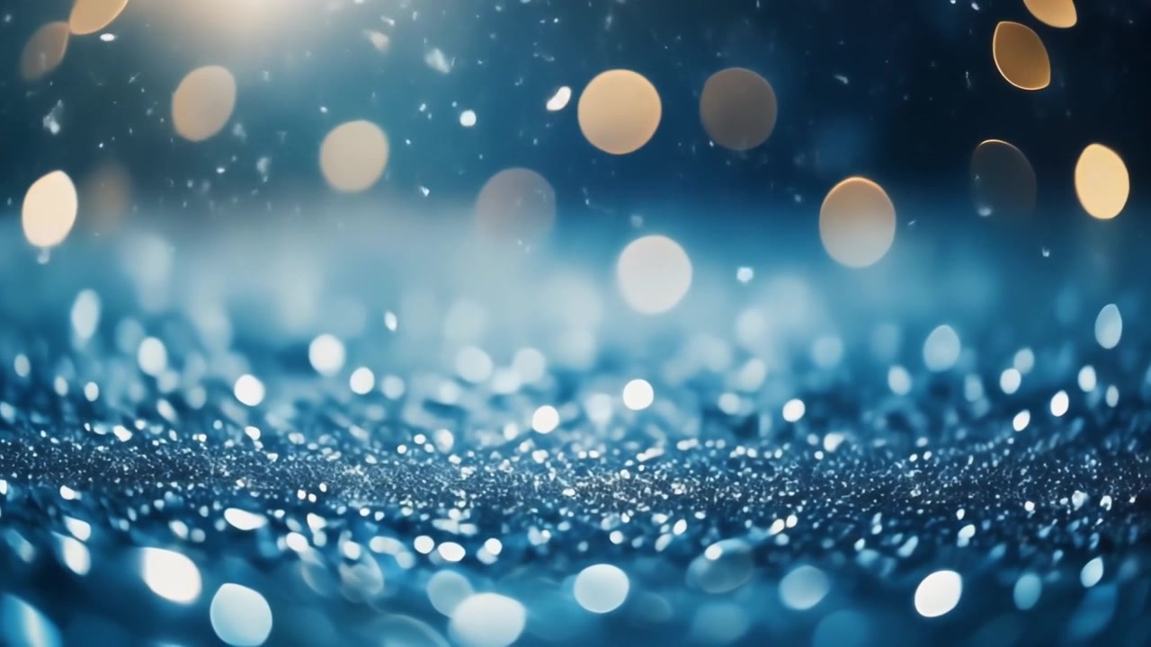 Sfondo astratto blu glitterato con luci bokeh soffuse