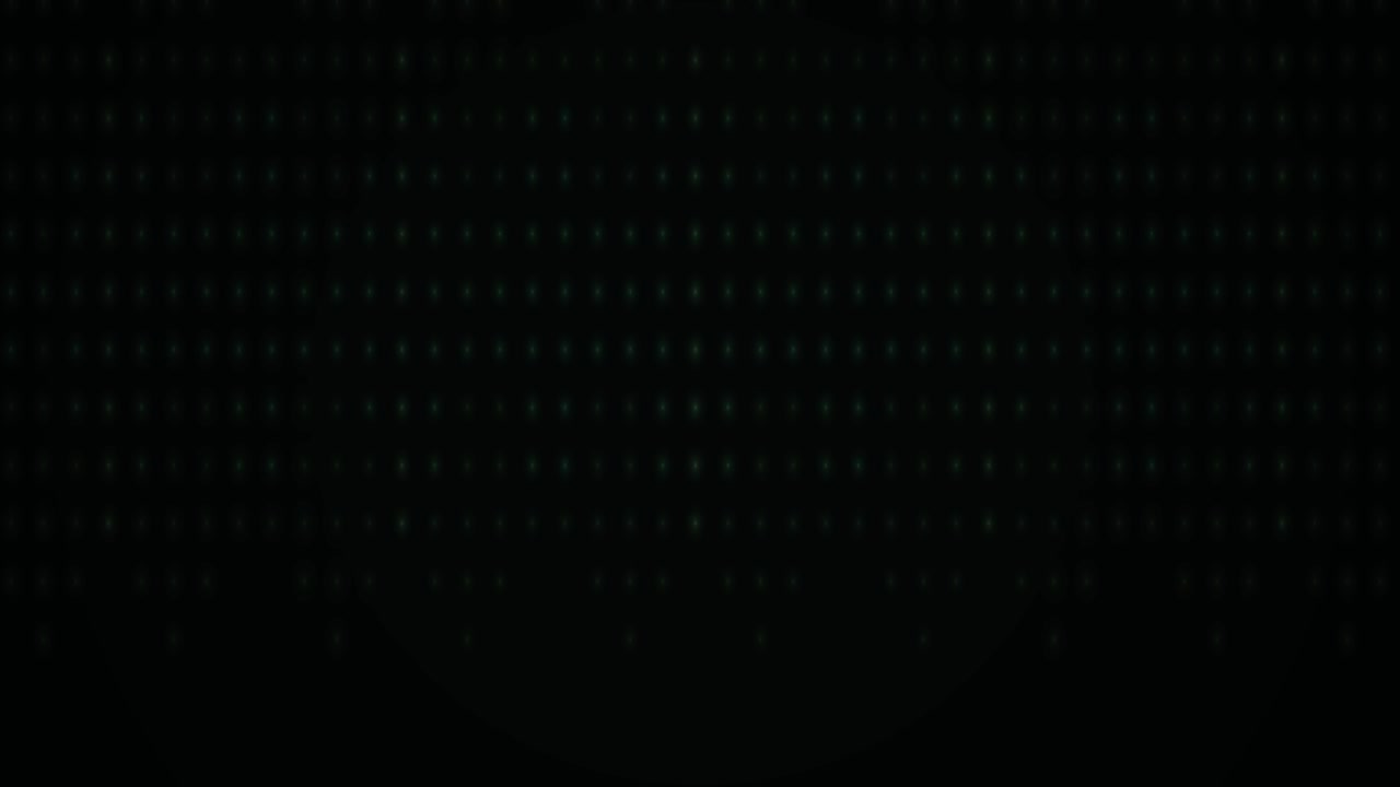 Pulsing Green Digital Grid of Lights on Black Background