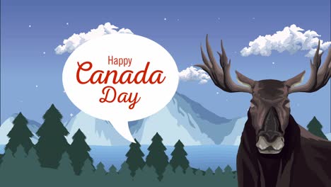 canadian landscape with reindeer scene