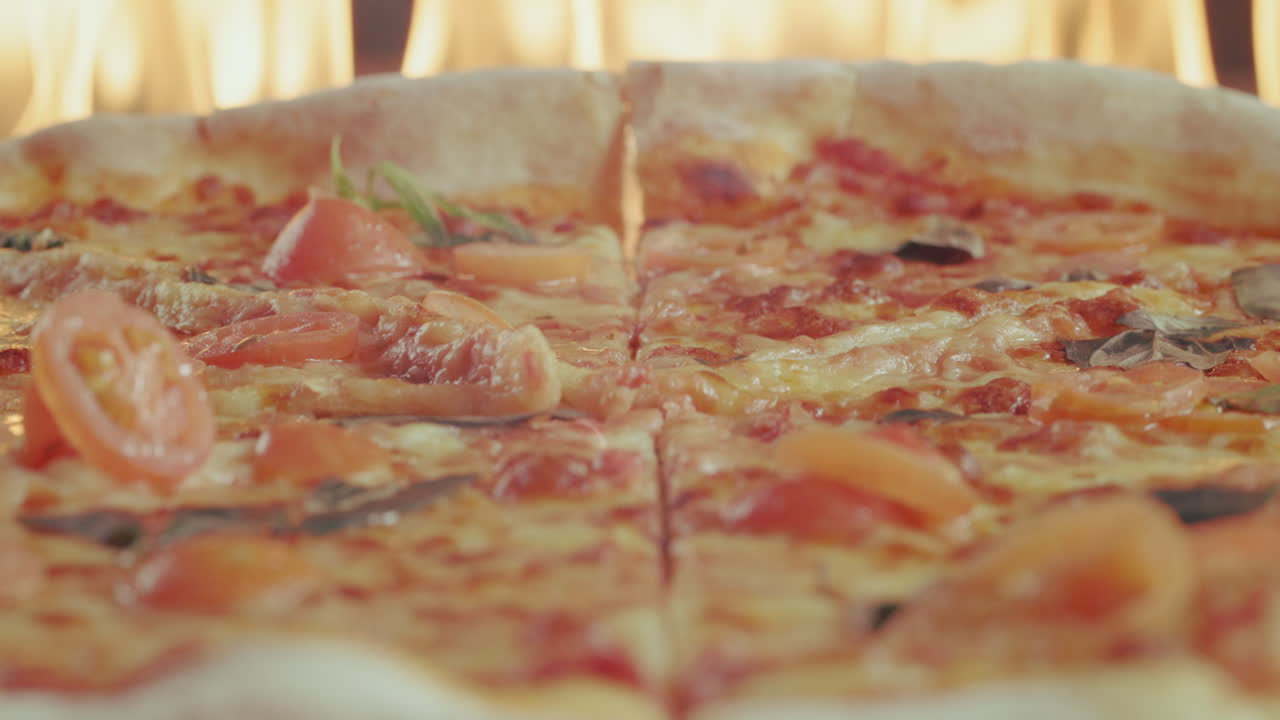 Close-up of a fresh pizza