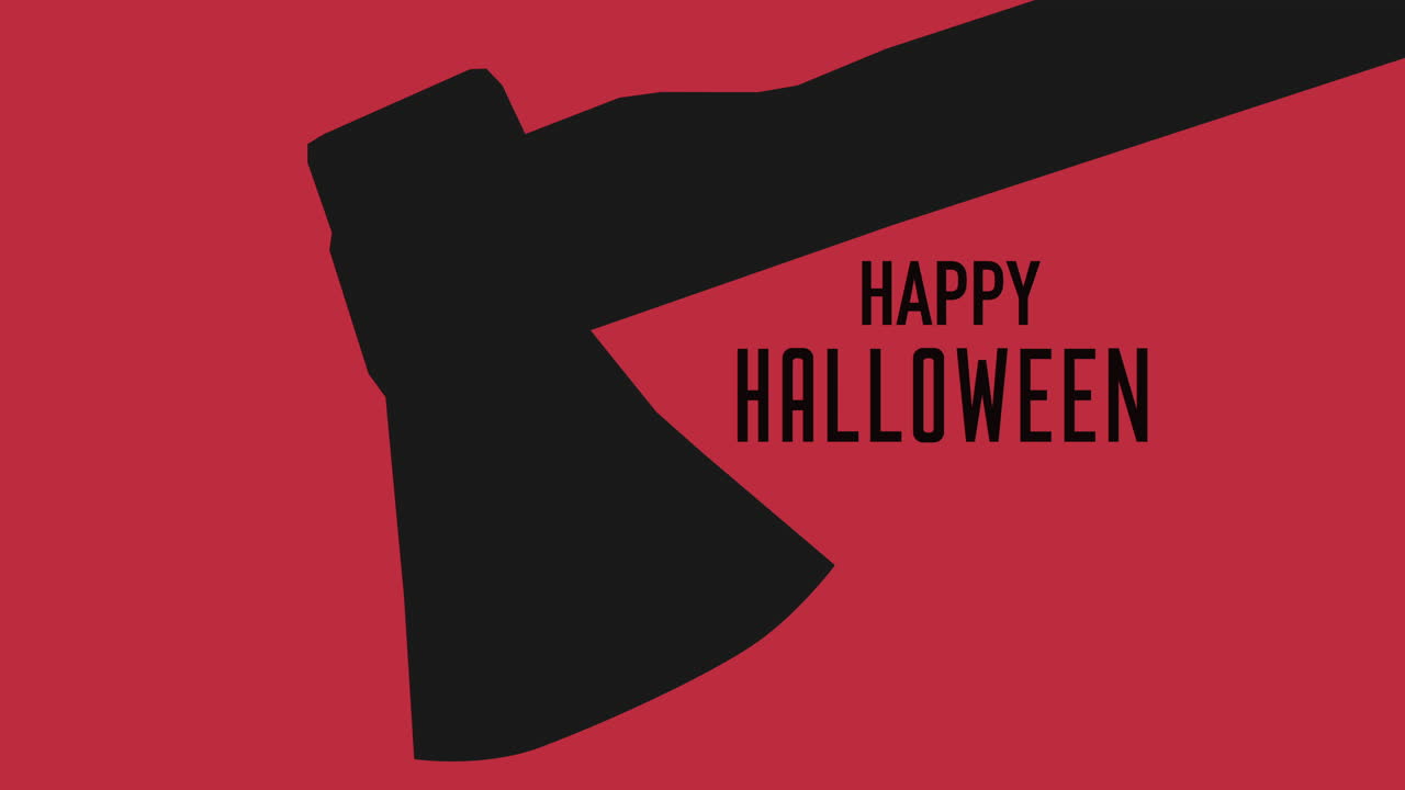 feliz halloween con hacha de terror en textura roja