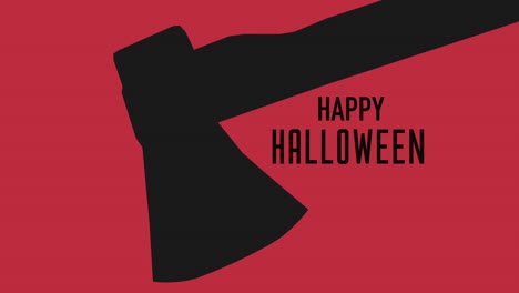 Happy-Halloween-with-horror-hatchet-on-red-texture