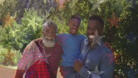 Animación-De-La-Bandera-Estadounidense-Sobre-Una-Familia-Afroamericana-Sonriendo.