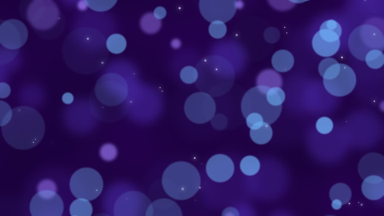 animación de círculos coloridos, efecto bokeh. partículas flotantes abstractas, luces. fondo púrpura oscuro. papel tapiz en vivo en bucle. imágenes de stock animadas festivas. vacaciones, navidad, año nuevo.