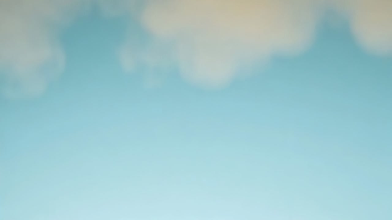 Forming soft beige cloud patches rising from frame over blue sky, creating small blue gaps