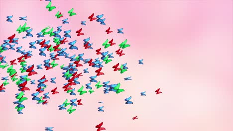 Beautiful spring and summer design animation with butterflies on light pink background green screen