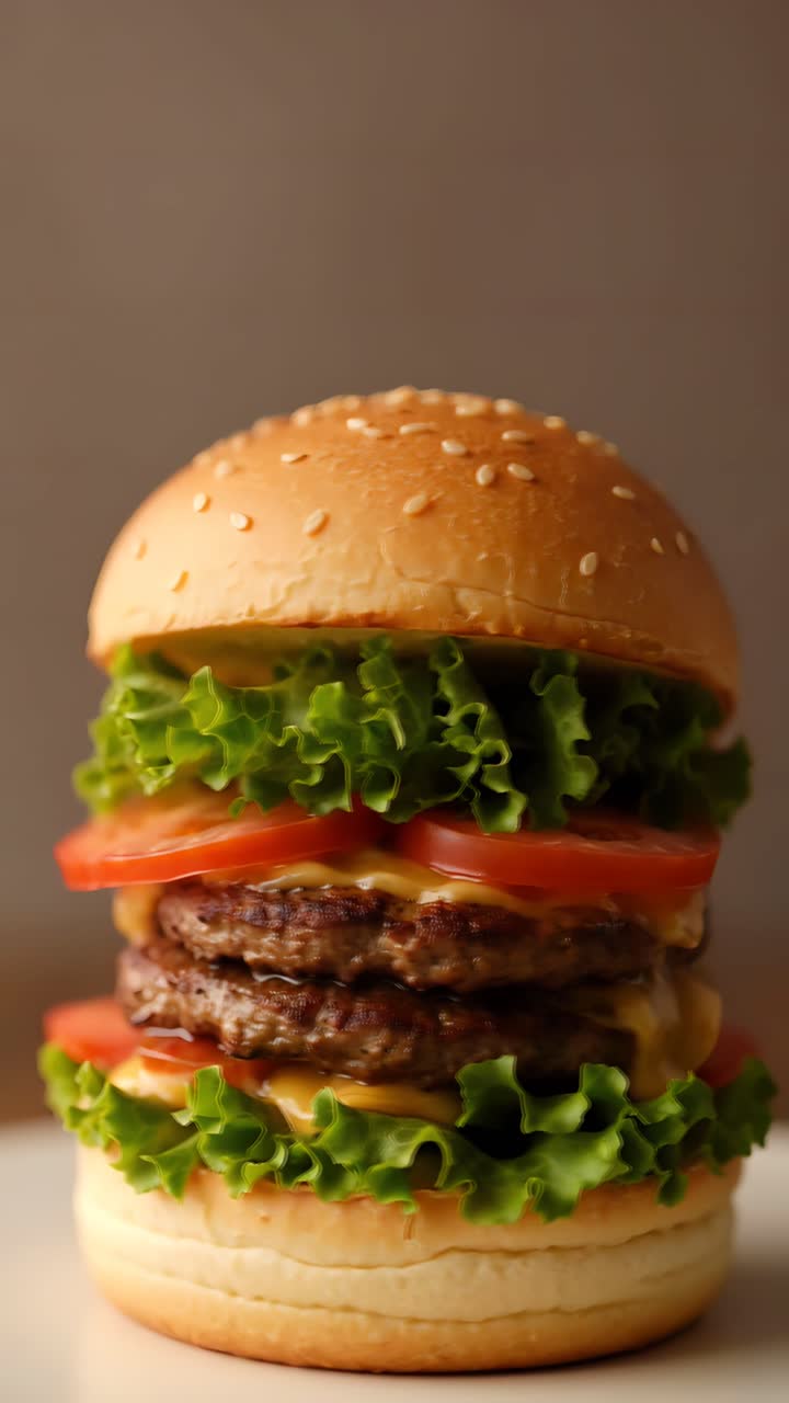 Hamburger Succoso Primo Piano Sfondo Bokeh 4K