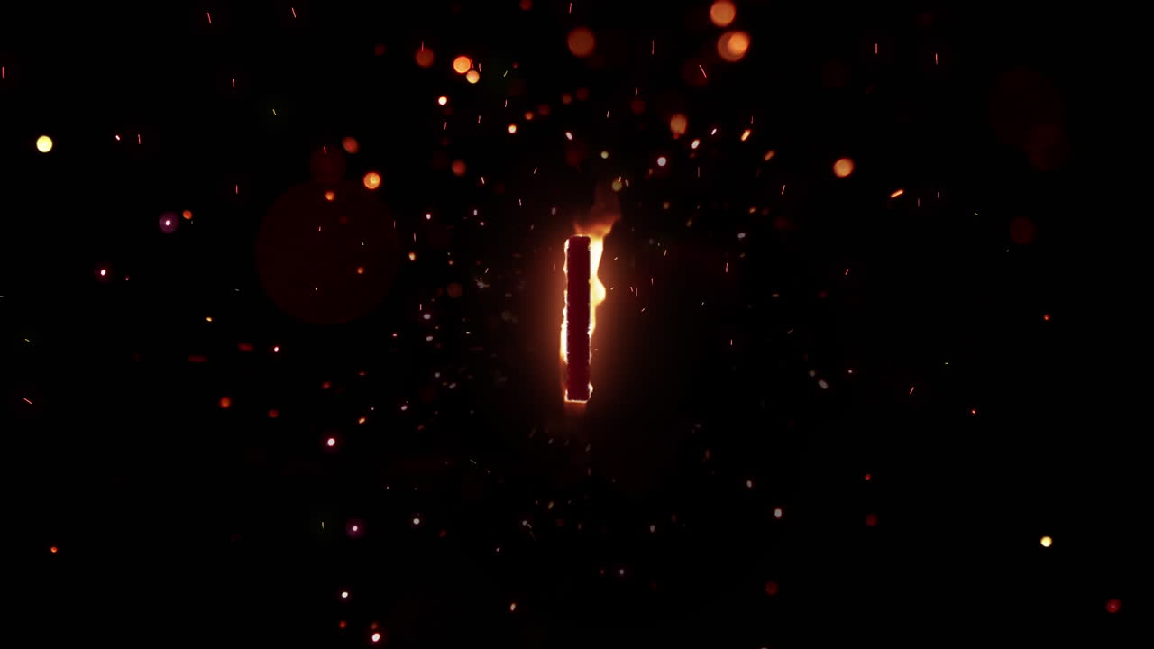 1 en llamas sobre un fondo negro