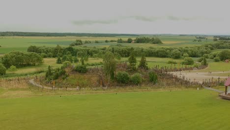 Aerial-general-view-of-Hill-of-crosses,-Lithuania