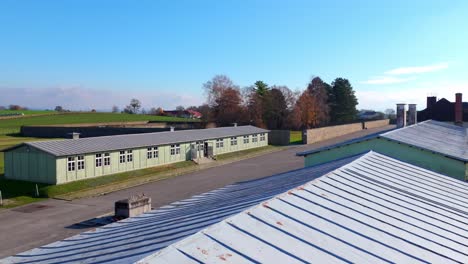 mauthausen, upper austria - the central facility of mauthausen concentration camp - drone flying forward