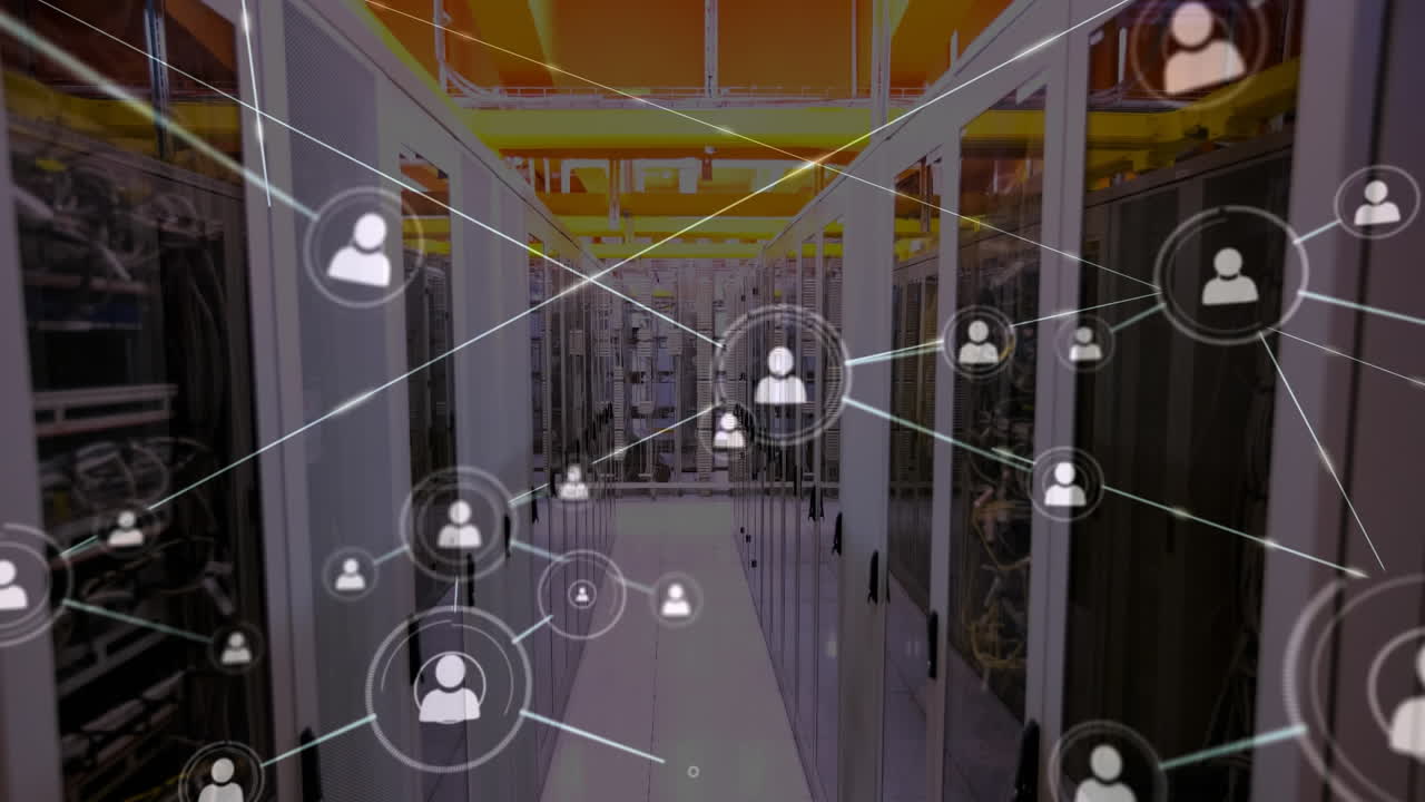 animación de la red de conexiones a través de servidores informáticos