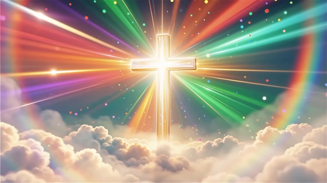 Cruz Cristiana con Luz Celestial, Fondo para Adoración.