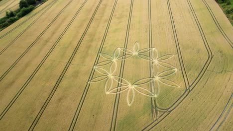 Crop-Circle-In-Scenic-Field-In-Warminster,-England,-UK---aerial-drone-shot