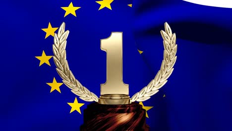 Flag-of-the-EU-and-trophy-