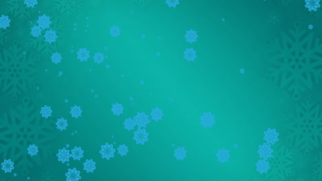 animación de copos de nieve cayendo sobre un fondo verde
