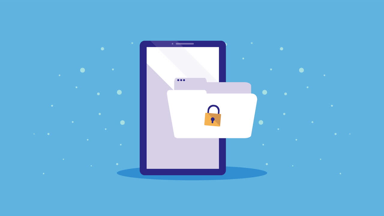 lucchetto nella cartella e sicurezza informatica dello smartphone