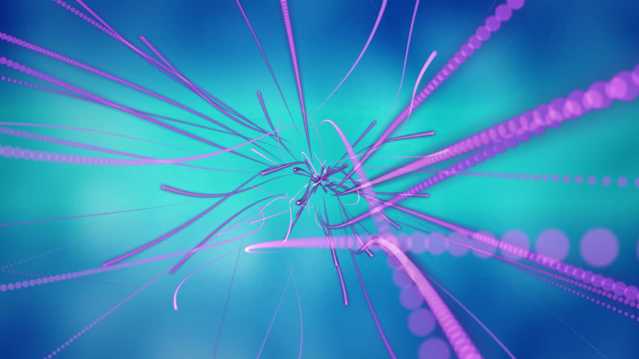 chispas o rayas rosadas abstractas volando hacia la cámara con un fondo azul agua