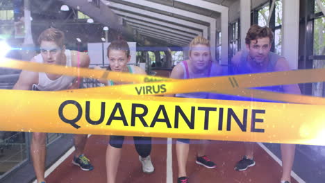 animation of word virus with runners in background