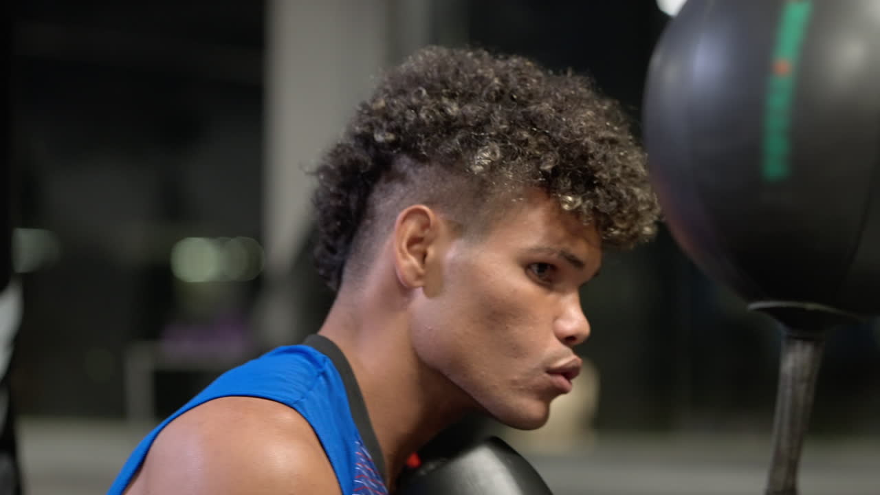 Man boxing training session