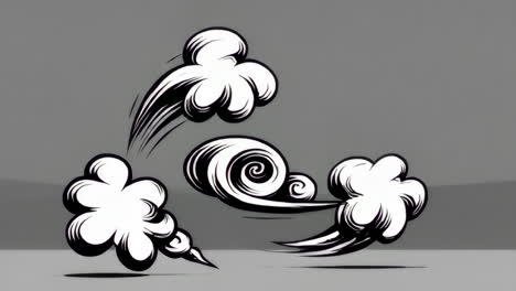 stylized comic smoke and speed effects