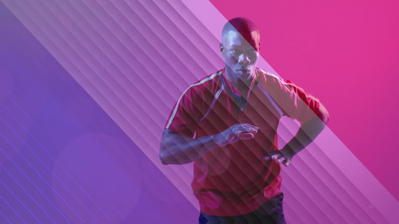 animazione della bandiera della francia sopra un giocatore di rugby afroamericano