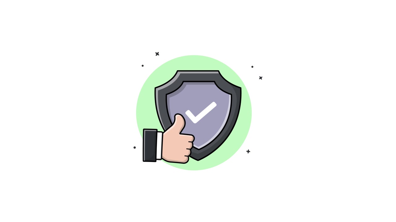 Animated Thumbs Up Hand with Shield and Checkmark