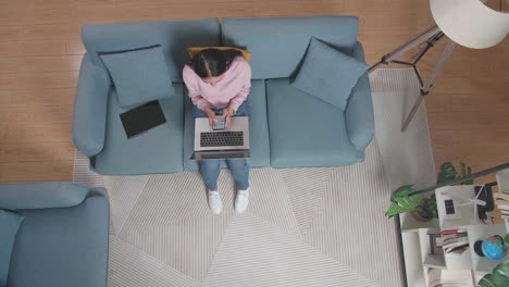 woman working from home on sofa