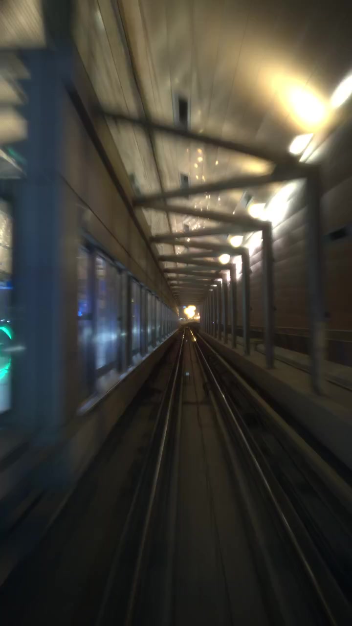 Vista Notturna da un Treno della Metropolitana in Movimento a Dubai