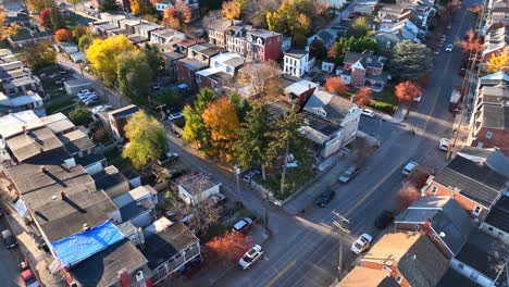 urban housing in american city during autumn