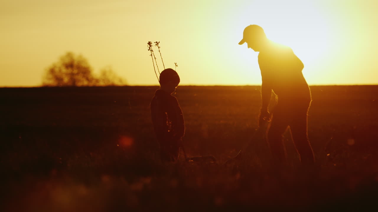 padre e hijo plantando un árbol