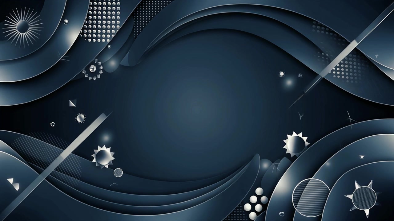 Dynamic Abstract Dark Blue Background with Wavy and Geometric Shapes