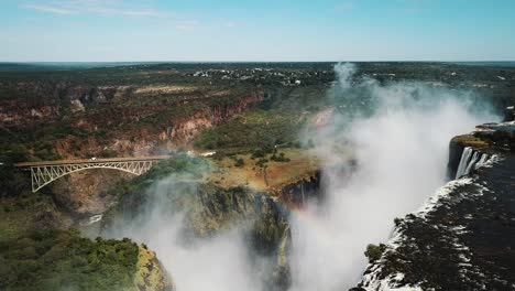 Aerial-View-Victoria-Falls,-Shungu-Namutitima-at-the-Border-of-Zimbabwe-and-Zambia-in-Africa