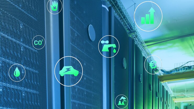 Animation of blue padlock icon with circuits in servers