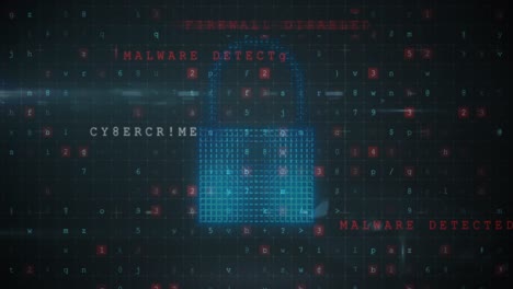 Animation of data processing over padlock