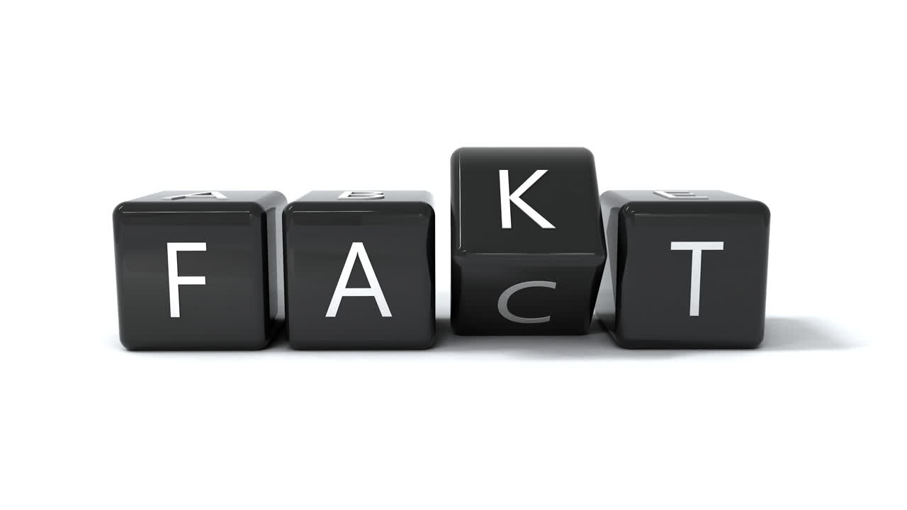 el concepto de cambio de hecho a falso. transición con cubos o bloques negros