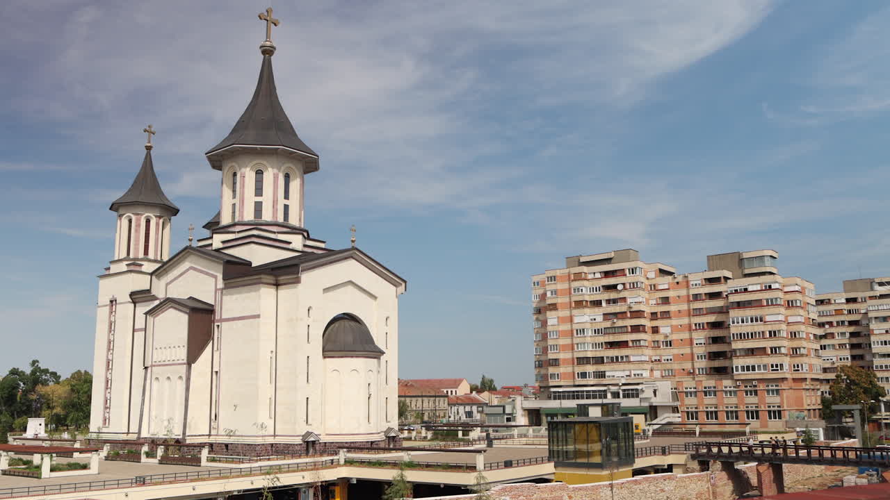 The Cathedral Of The Resurrection Of The Lord View From The Oradea Fortress In Romania. Static Shot